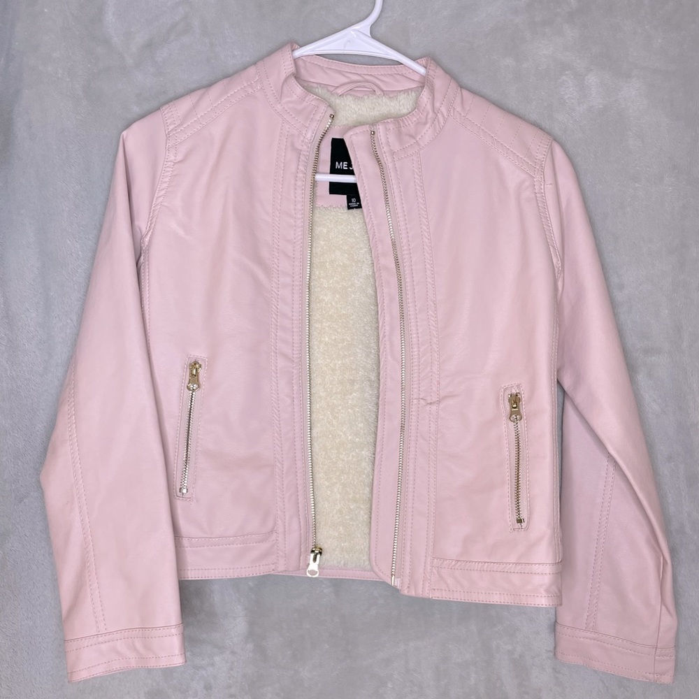 Pink Faux Leather Jacket, girls 10